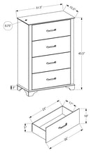 4 Drawer Chest- Bleached Oak Finish, Rustic Oak Top (I5264) Monarch