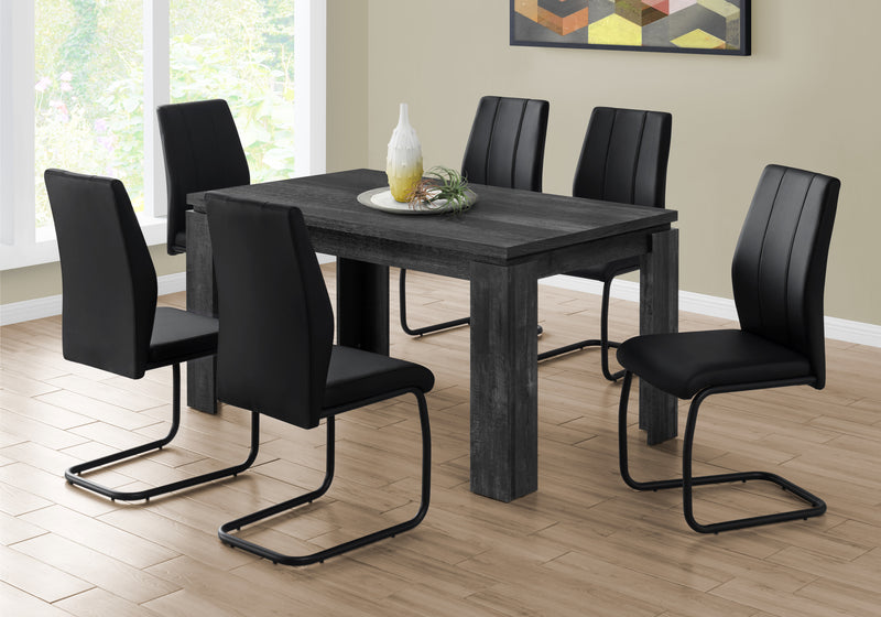 Dining Table Black Reclaimed Wood with 4 Black Leather-Look Chairs (I1089/I1123)