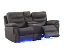 9199LGR Morgan Power Motion Loveseat with Console/Power Headrest/LED Lights - Kwality Furniture