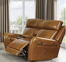T1342  Leather Power Motion Loveseat with Console (Caramel) - Titus Furniture