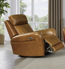 T1342 Leather Power Motion Chair Caramel - Titus Furniture