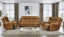T1342  Leather Power Motion Loveseat with Console (Caramel) - Titus Furniture