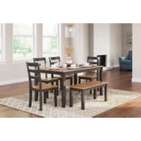 Gesthaven Dining Table with 4 Chairs and Bench (Set of 6)(D396-325)-Ashley