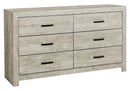 6 Drawer Dresser with Mirror, Bleached Oak Finish (I5201/I5202) Monarch