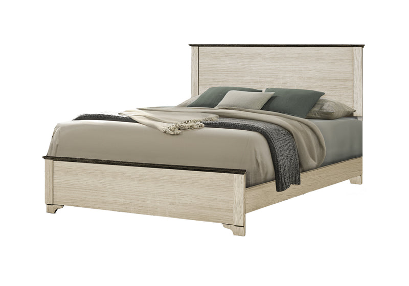 Queen Size Bed-Bleached Oak Finish, Rustic Oak Top (I5260Q) Monarch
