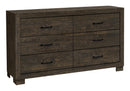 6 Drawer Dresser with Mirror, Rustic Oak Finish (I5271/I5272) Monarch