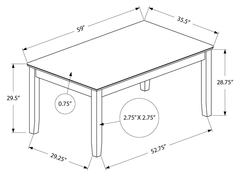 Dining Table Set- Antique Grey Veneer 36" X 60" (I1346/I1347) Monarch