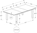 Dining Table Set, Grey Veneer 36" X 72"/18" Extension (I1375/I1378) Monarch