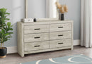 6 Drawer Dresser with Mirror, Bleached Oak Finish (I5201/I5202) Monarch