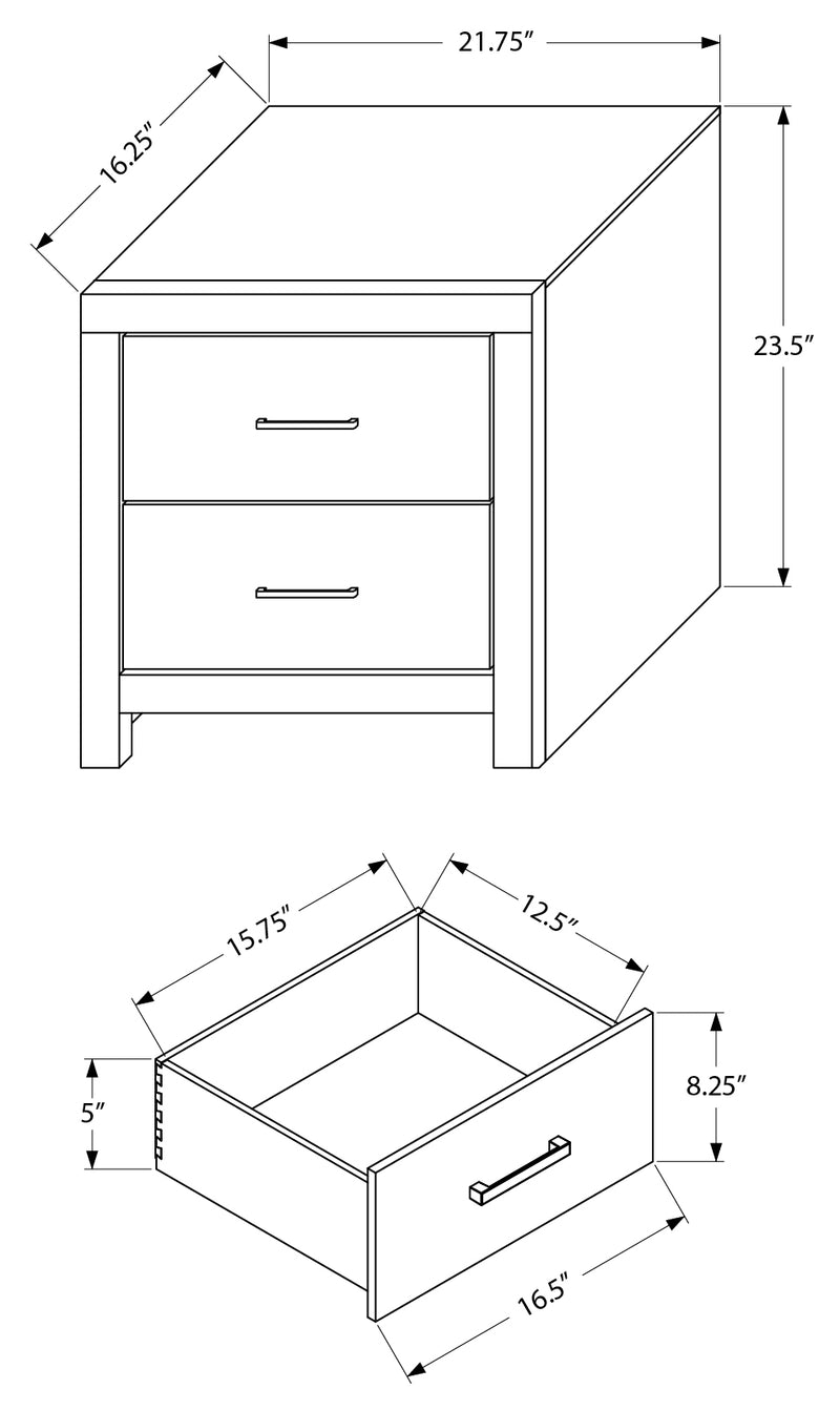 2 Drawer Nightstand Bleached Oak Finish (I5203) Monarch