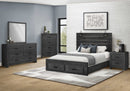 Queen Size Bed- Graphite Grey Wood Finish With 2 Lights/USB (I5217Q) Monarch