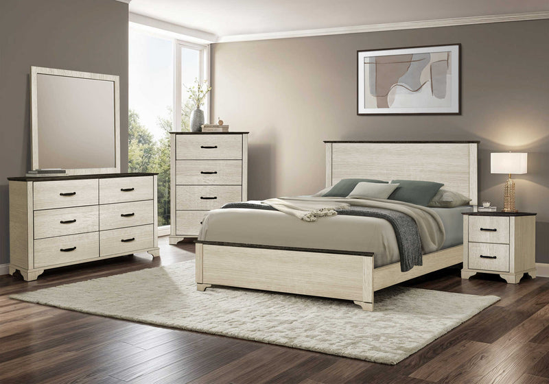 Queen Size Bed-Bleached Oak Finish, Rustic Oak Top (I5260Q) Monarch