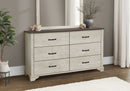 6 Drawer Dresser with Mirror- Bleached Oak Finish, Rustic Oak Top (I5261/I5262) Monarch