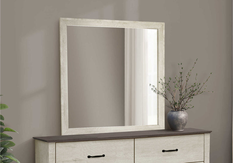 6 Drawer Dresser with Mirror- Bleached Oak Finish, Rustic Oak Top (I5261/I5262) Monarch