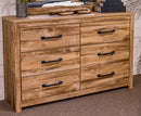Maystonna Six Drawer Dresser and Mirror (PCB1580B1) Ashley Furniture