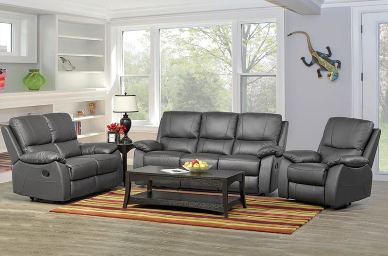 T1415- Charcoal Leather Loveseat- Titus Furniture