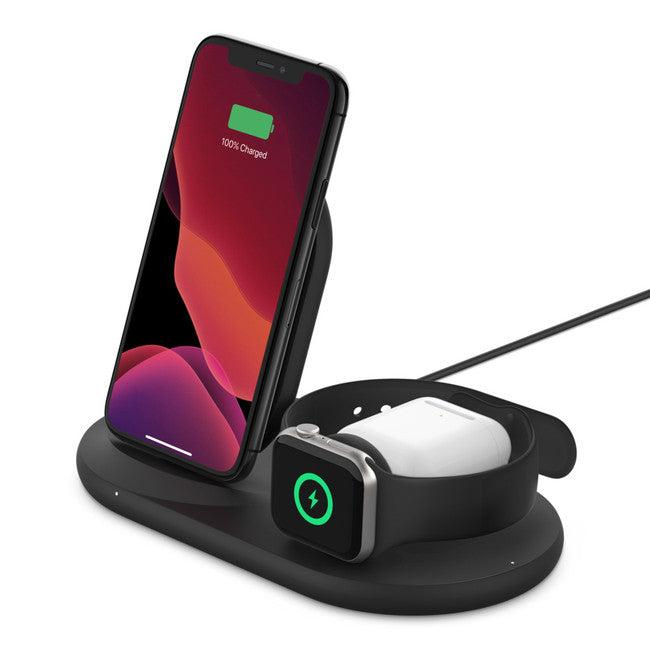 WIZ001TTBK 3-in-1 Wireless Charger For Apple Devices Black( 116-0141)