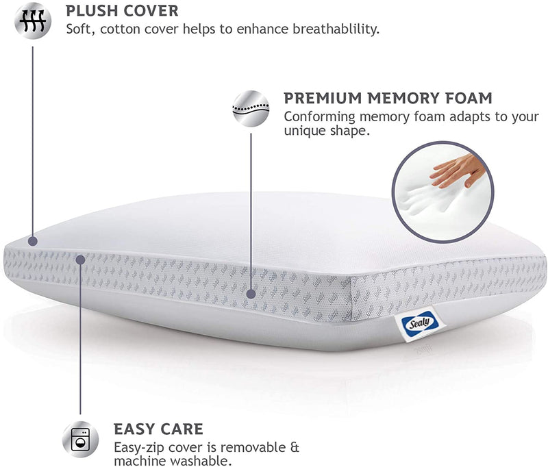Sealy Essentials Memory Foam Pillow, Standard/Queen