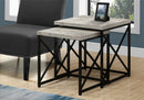 Nesting Tables- Reclaimed Wood/Black Metal Legs (I3414-Grey) Monarch
