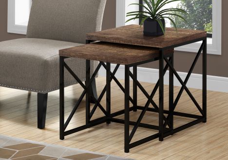 Nesting Tables- Reclaimed Wood/Black Metal Legs (I 3413-Brown/I 3414-Grey)