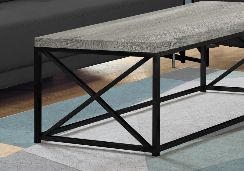 Coffee Table-Grey Reclaimed Wood/Black Metal (I 3417)